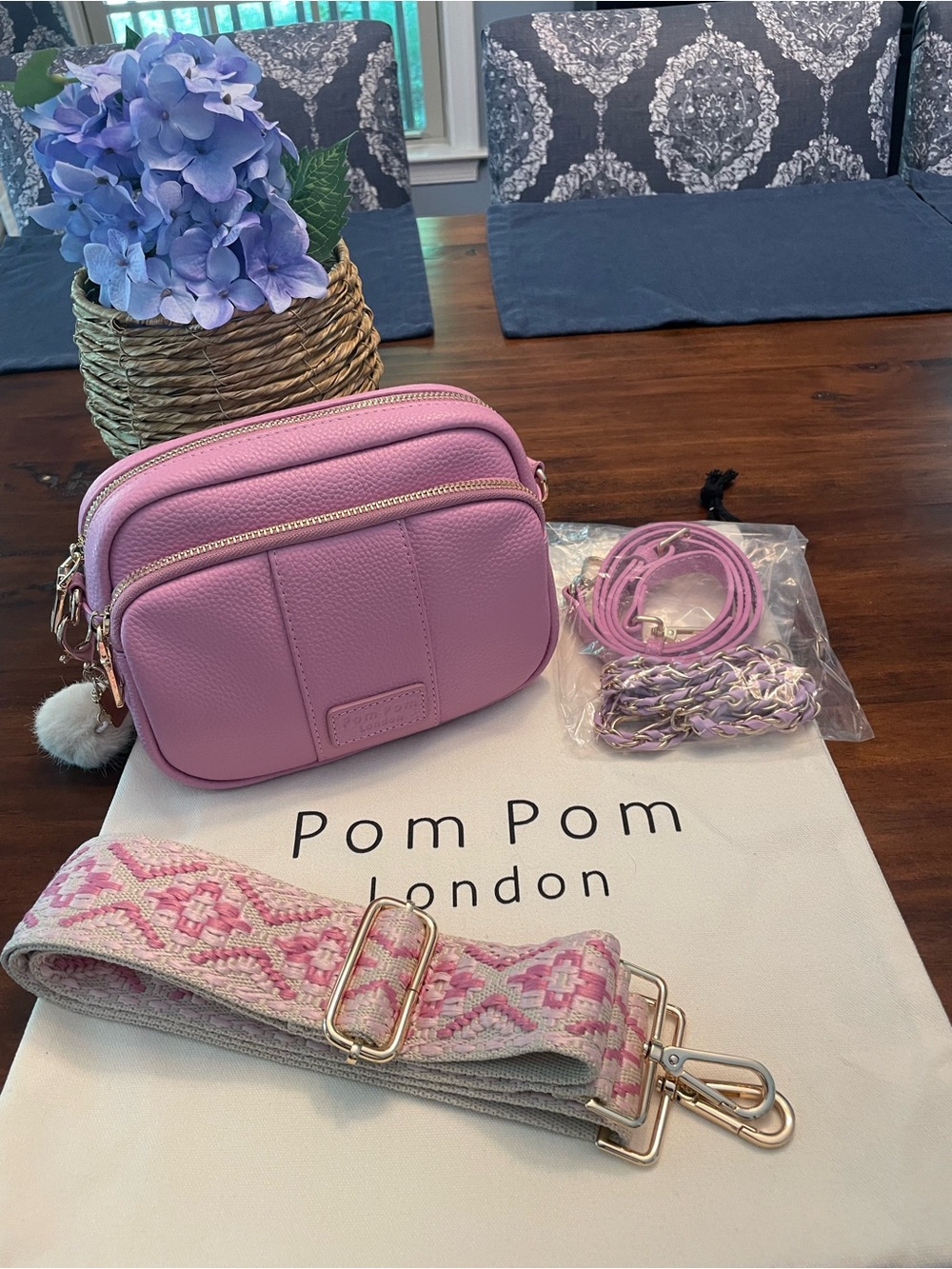Pom Pom London Original Crossbody w/ 3 Straps in Peony